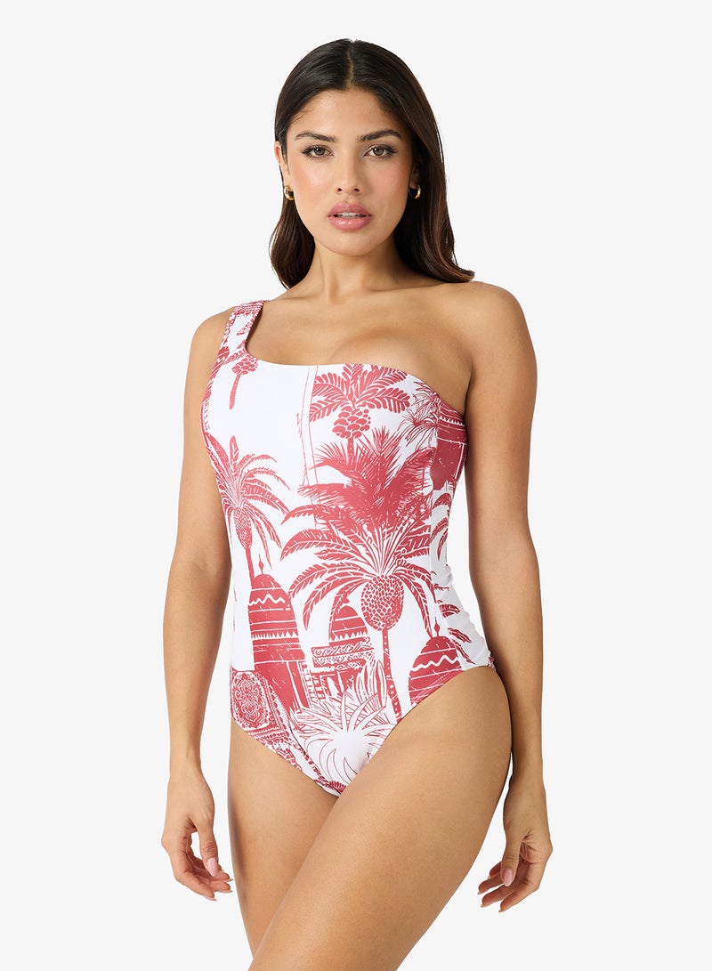 جينجر قطعتان بدلة سباحة بطبعة زهور مع سارونغ تغطية - Image 3